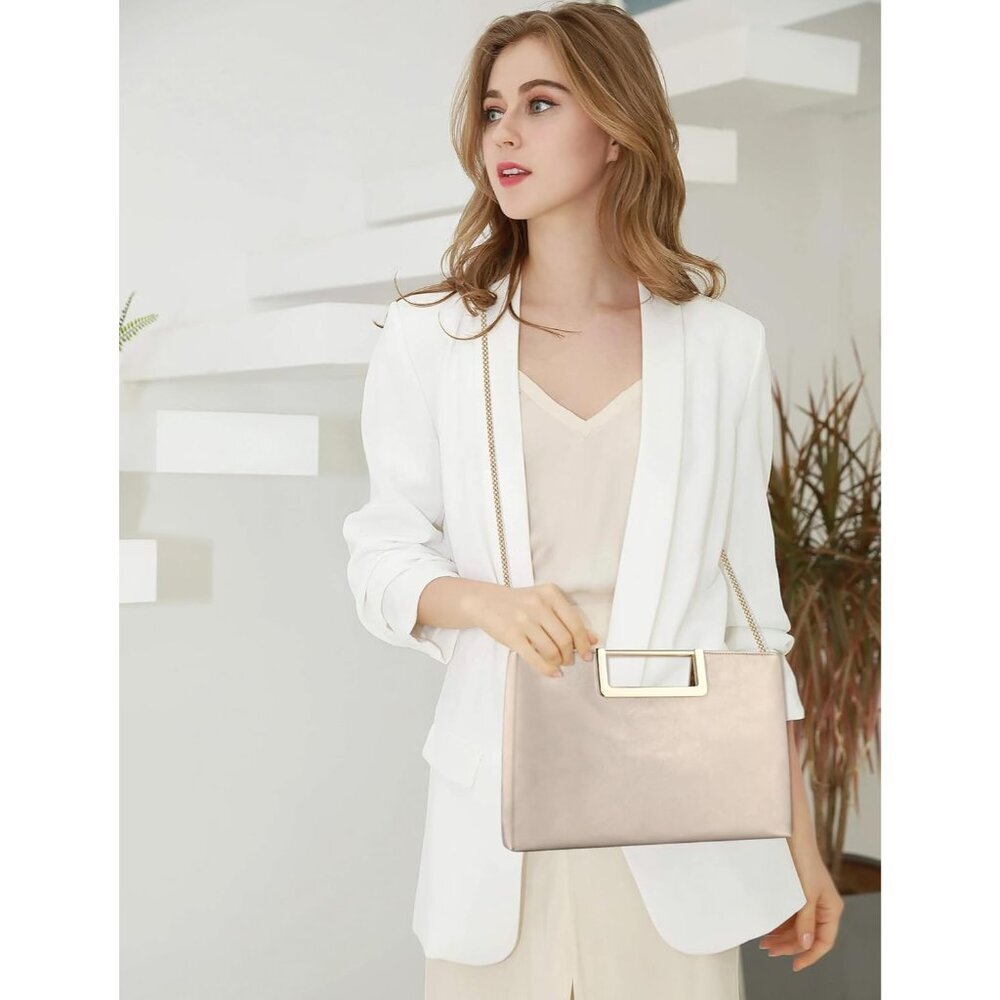 Chic Vegan Leather Evening Clutch - Stylish Shoulder Bag for Weddings & Parties - Picture 2 of 6